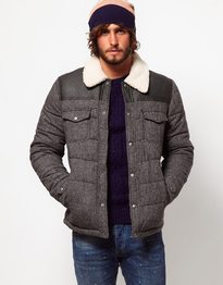 Quilted Jacket With PU Yoke