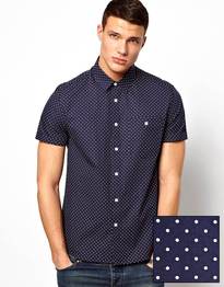 Shirt in Short Sleeve with Polka Dot Print