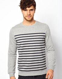 Crew Neck Sweatshirt With Stripe