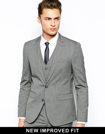 Slim Fit Suit Jacket In Grey