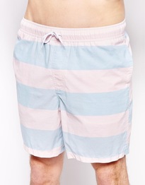 Stripe Swim Shorts In Mid Length