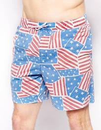 Swim Shorts With USA Flag