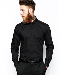 Smart Shirt In Long Sleeve With Curve Collar In Cotton