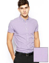 Shirt In Short Sleeve With Gingham Check And Button Down Collar