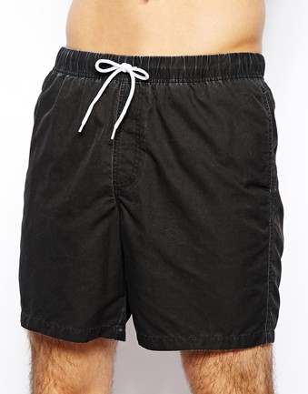 Swim Shorts In Mid Length With Acid Wash