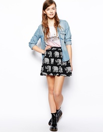 Skater Skirt In Elephant Print