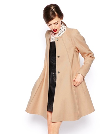 Coat In Trapeze With Seam Detail