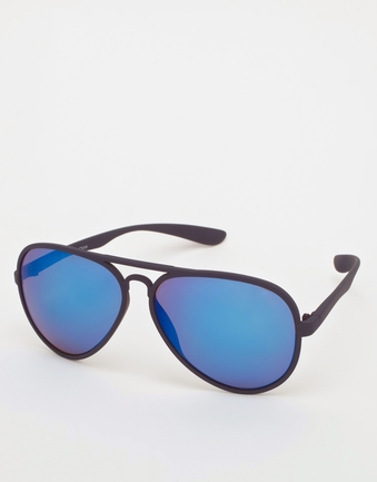 Plastic Aviator Sunglasses with Colour Mirror Lens