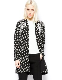 Jacket in Longline with Print & Embroidery
