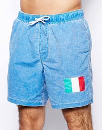 Swim Shorts In Mid Length With Italy Flag