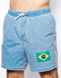 Swim Shorts In Mid Length With Brazil Flag