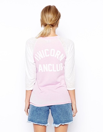 Baseball Top with Unicorn Back Print