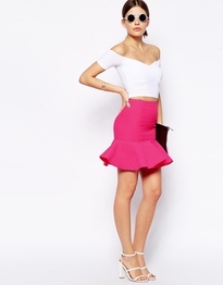 Premium Peplum Hem Skirt In Texture