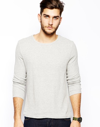 Long Sleeve T-Shirt In Waffle Fabric