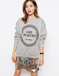 Boyfriend Sweatshirt with Les Fleurs Print