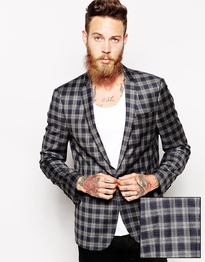 Slim Fit Blazer In Tartan