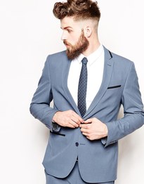 Skinny Fit Suit Jacket With Tipping