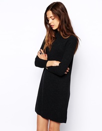 Swing Dress with High Neck in Rib