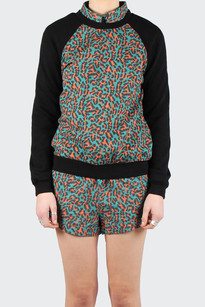 Brightside Sweater - green washed leopard print
