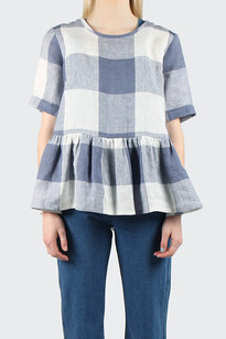 Days Bay Frill Top - blue check