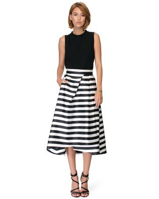Thin Stripe Pleat Ball Skirt