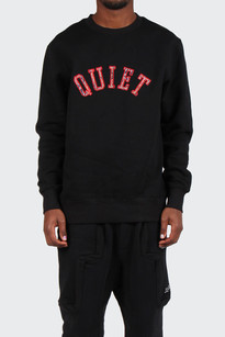 Paisley Applique Crew Sweater - black