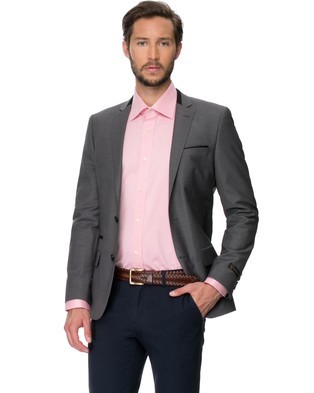 Contrast Trim Slim Suit Jacket