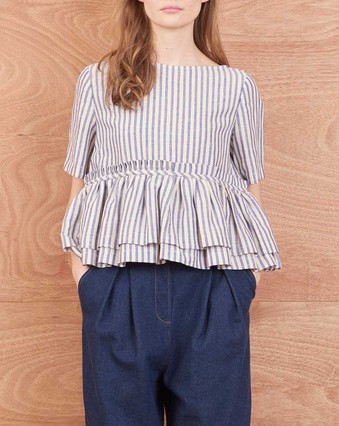 Posie waist Top - Ticking Stripe