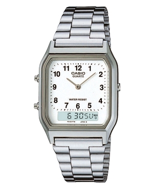 casio classic analogue duo watch (silver)