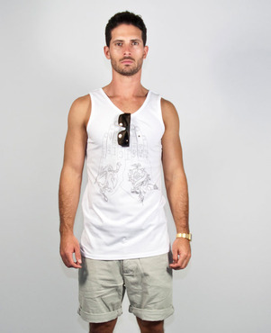 fourfontaine tattoo singlet (white)