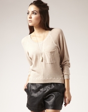 drape pocket contrast jumper