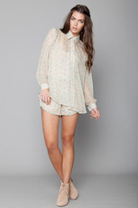 wild flower shirt, nude blossom print