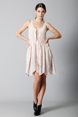 summer by the sea dress, nude pink scallop