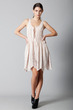 summer by the sea dress, nude pink scallop