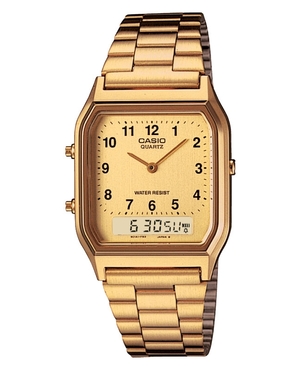 casio classic analogue duo watch (gold)