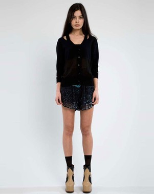 Silk Flare Shorts - Night Garden