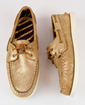 sperry 2 eye metallic shoes - sand