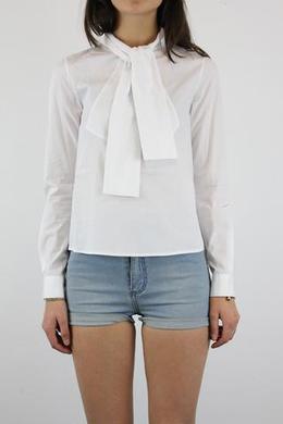 Pieced Bow Collar Shirt