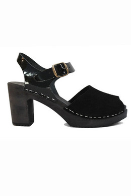 Frida Super High Sandals, Black Suede/Pantent