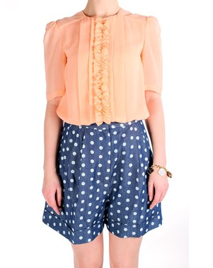 Cuff Shorts (Polka Dot Chambray) in Navy by Karen Walker