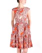 Triple Frill Dress (Deep Sea Paisley) in Scarlet by Karen Walker