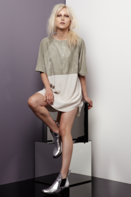 luxe utility slice tee dress, palest grey