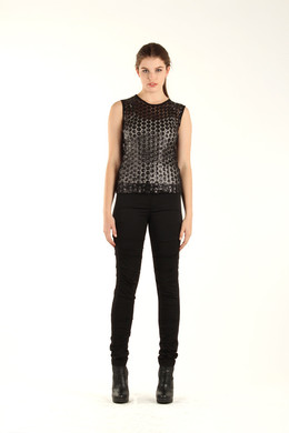 Sequin Squiggle Top - Black