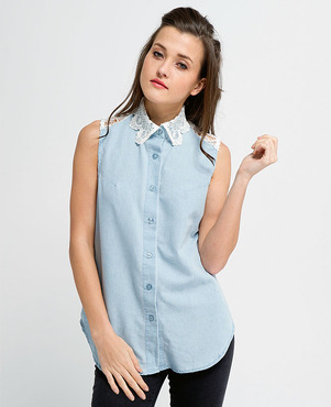 all about eve priscilla sleeveless denim shirt