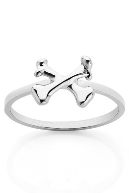 Crossbone Stacker Ring, silver