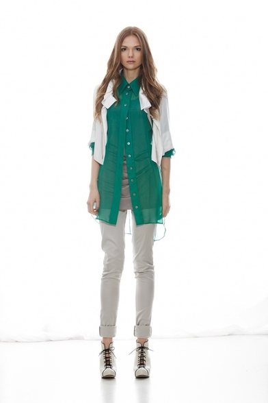 34b_convene_jacket_over_parachute_shirt_and_taylor_tank_slip_with_integral_pants_and_solution_ankle_boots_-_front