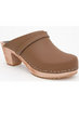 high plain clog shoes, cognac