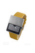 analogue watch ,brushed silver, yellow calf