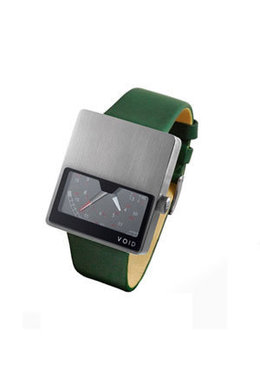 watch analogue special edition, brushed silver/green calf